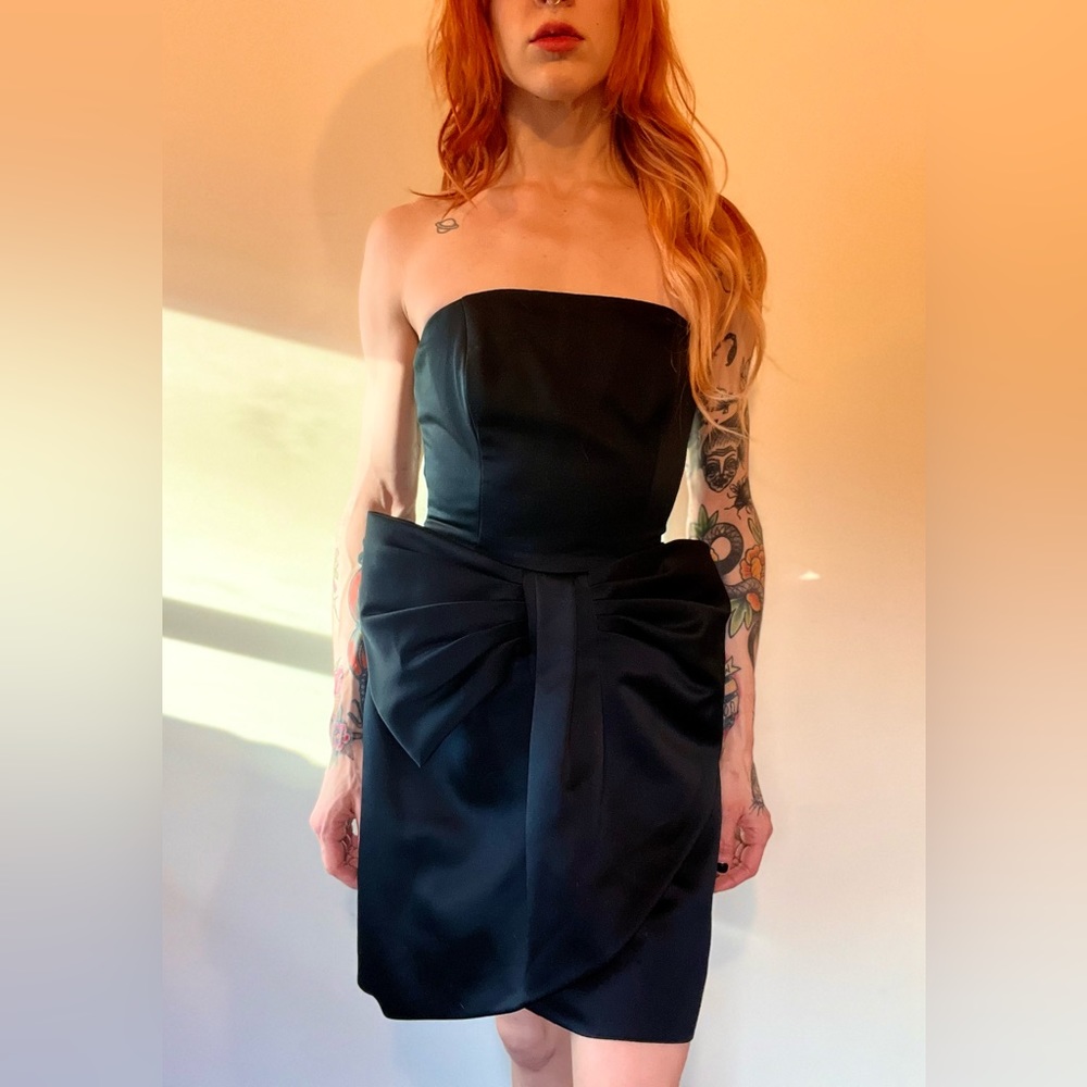 Vintage Strapless Nili Martin Black Bow Dress